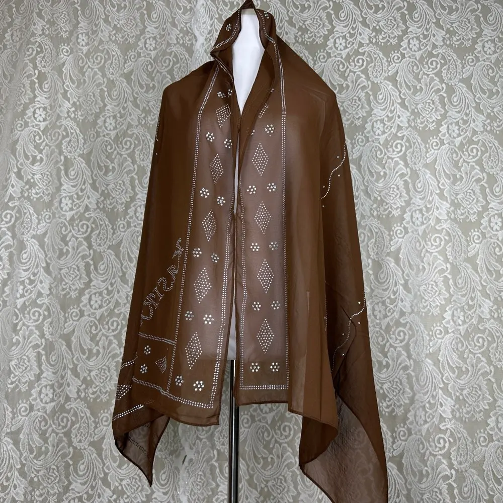 2026 Kleiner 70x180cm Chiffon Neuer Afrikanischer Netz-Hijab-Schal für Muslimische Frauen Afrikanischer Dubai Islam Kopftuch Bestickte Schals – Detail 21