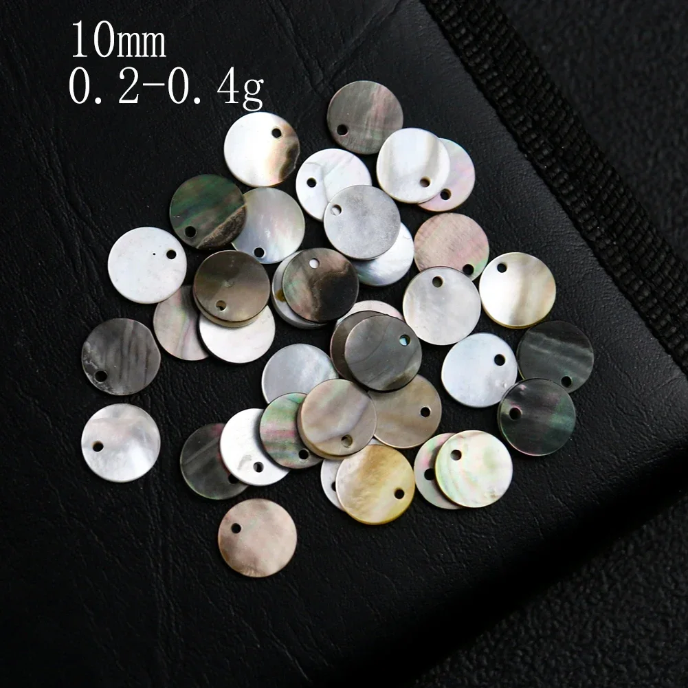 2PC 10--60mm Natural Polishing Black Mother of Pearl Seashell Round shell Piece DIY Necklace Pendant Earring Jewelry Making view 2