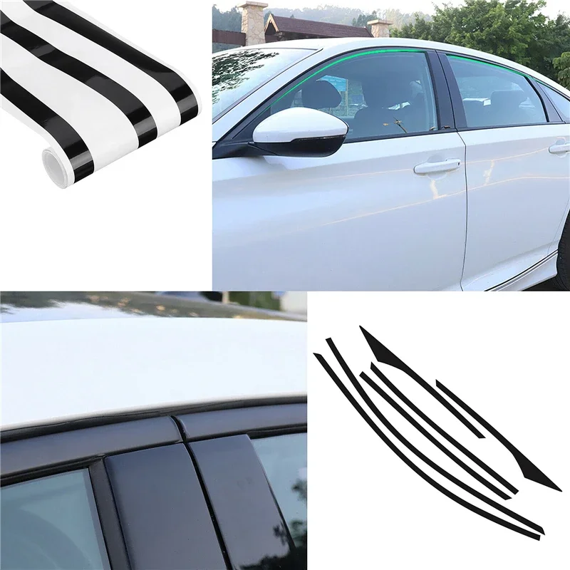 

Car Window Frame Trims Protection Film Sticker Matte Black Decal Exterior Car Styling Accessories for Honda Accord Sedan