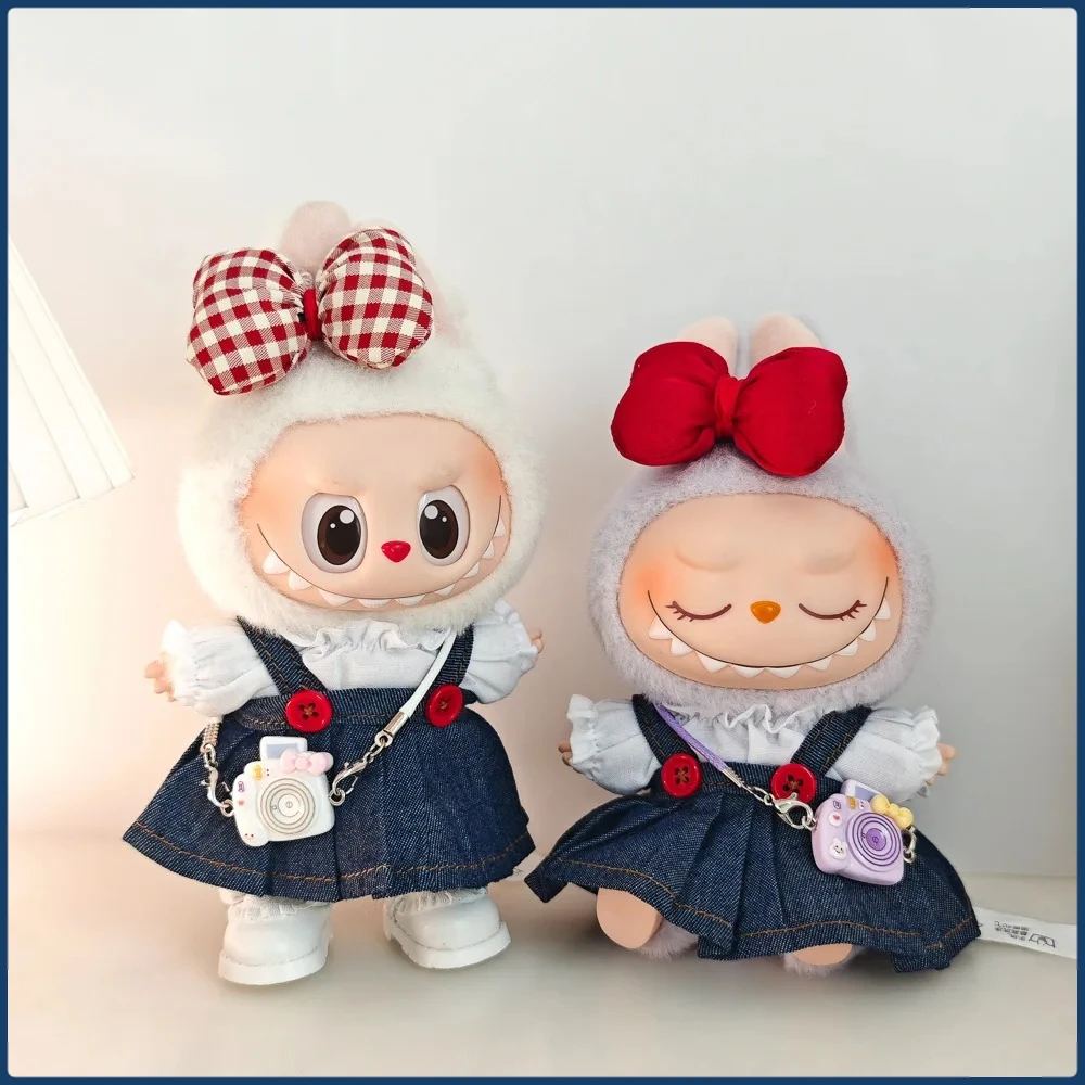 

Labubu Clothes Doll Outfit Accessories For 15/17cm Labubu V2 Plush Doll's Clothing Jeans Dress Thirts Set for Gift