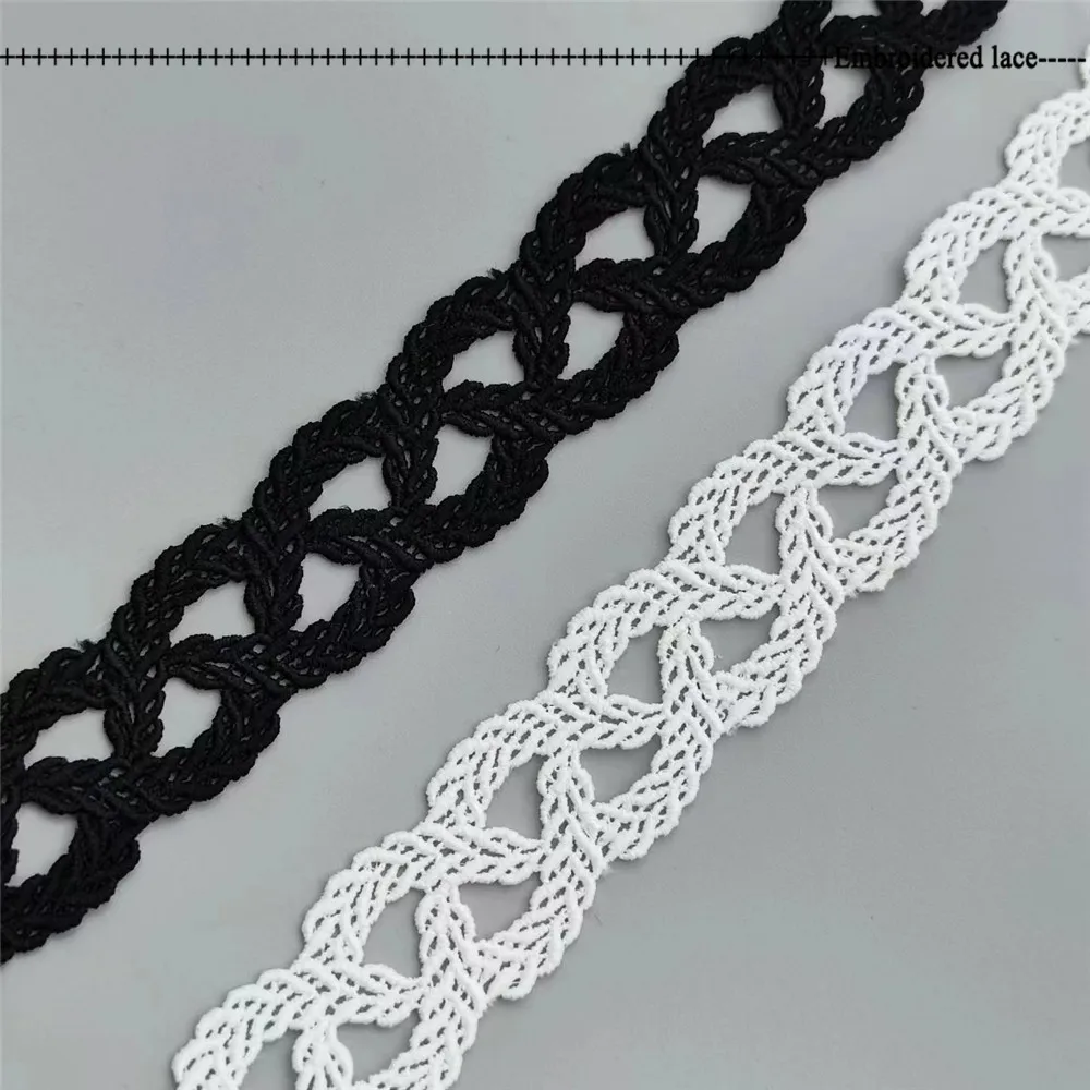 Black White Lace 3cm width Appliques Embroidered Net Lace Fabric Trim Ribbons DIY Sewing Handmade Craft Materials