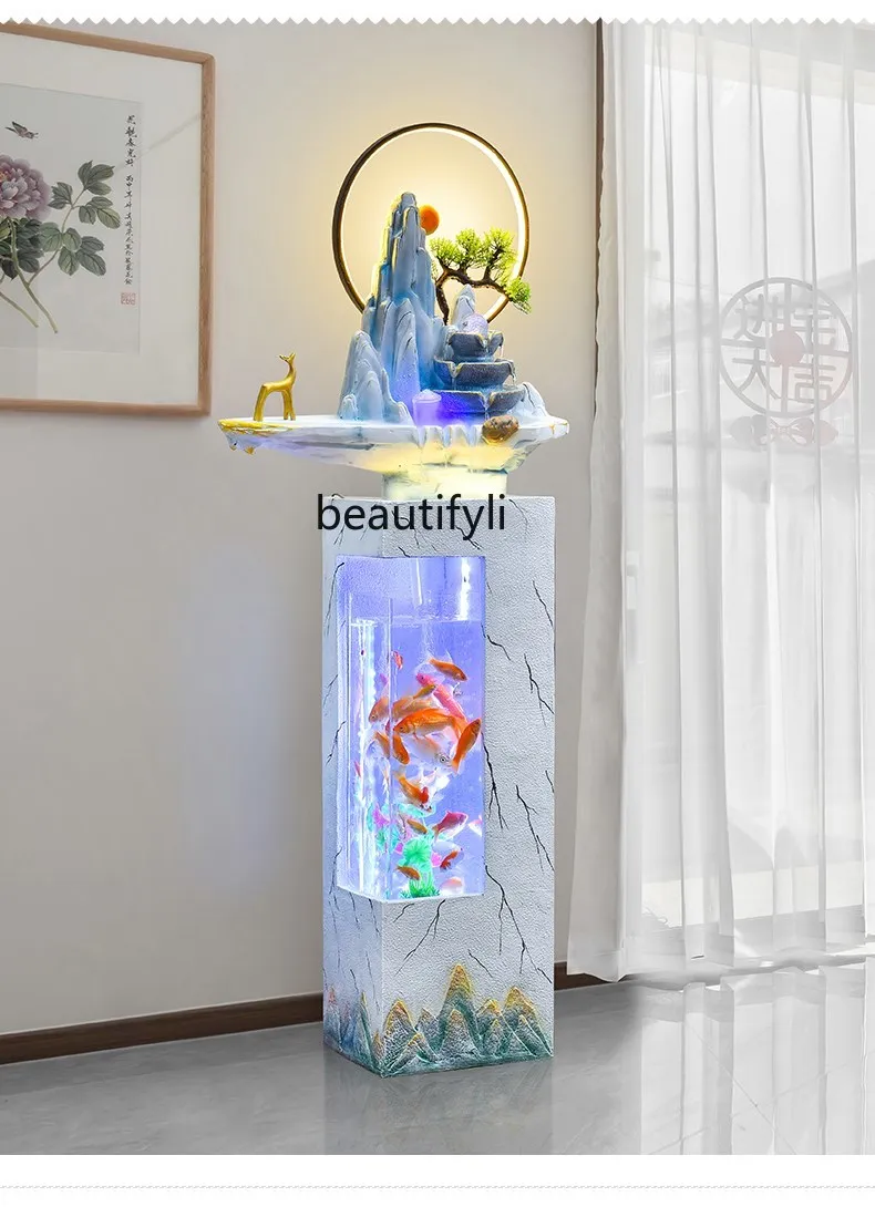 

Fish Tank Flowing Water Ornaments Circulating Water Home Living Room Entrance Lucky Waterscape Decoration Opening Gift