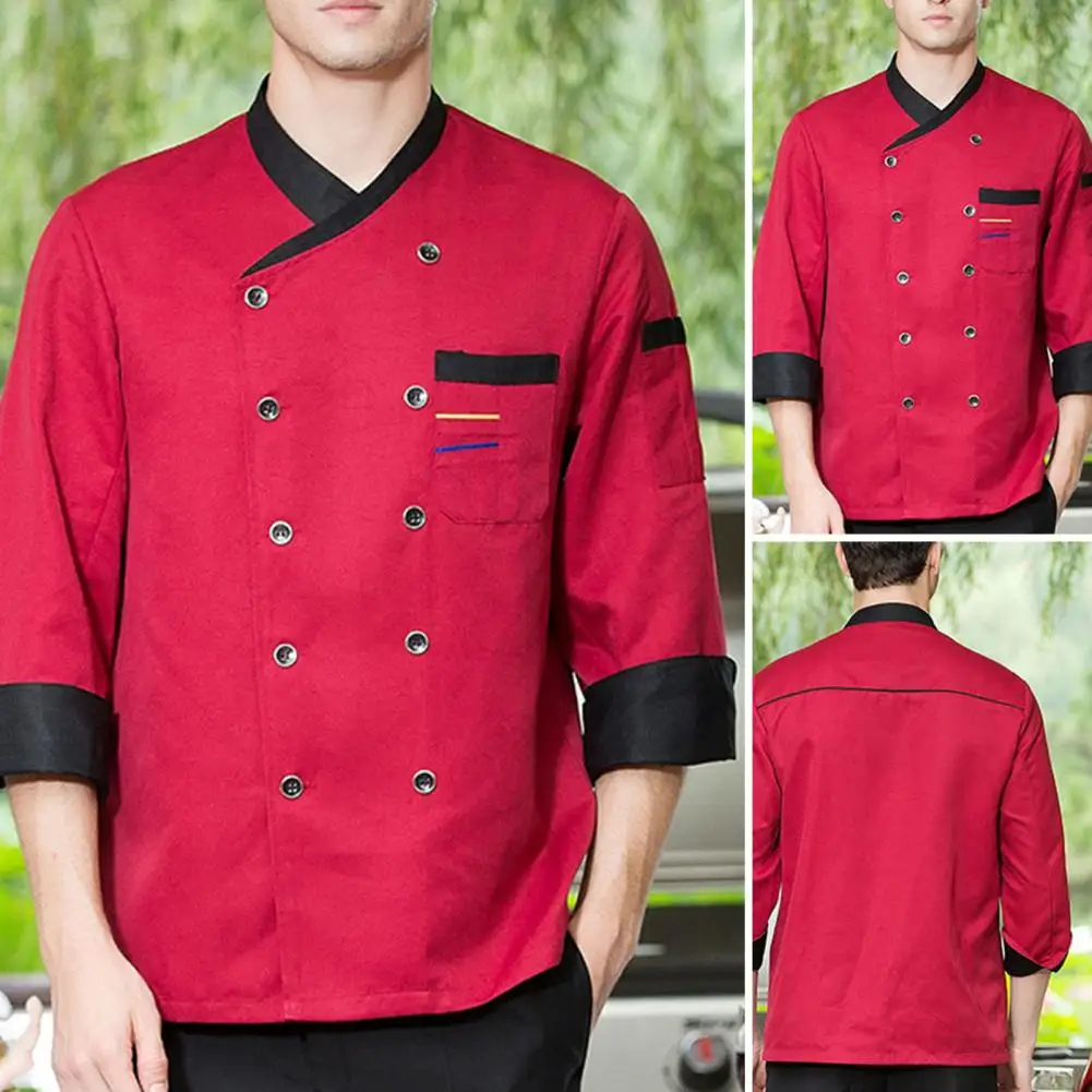 Рабочая одежда шеф-повара, форма для готовки, рубашка шеф-повара с длинным рукавом для отеля, ресторана, осенне-зимняя одежда для шеф-повара с карманами, Топ