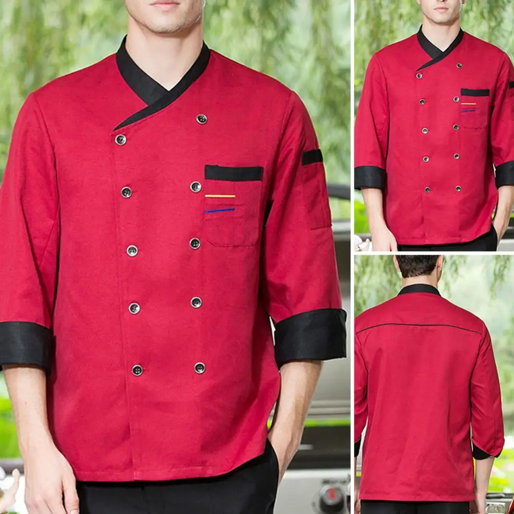 Chef Workwear ทำอาหาร Uniform แขนยาวเชฟร้านอาหารเสื้อฤดูใบไม้ร่วงฤดูหนาว Pocket Chef เสื้อผ้า Top