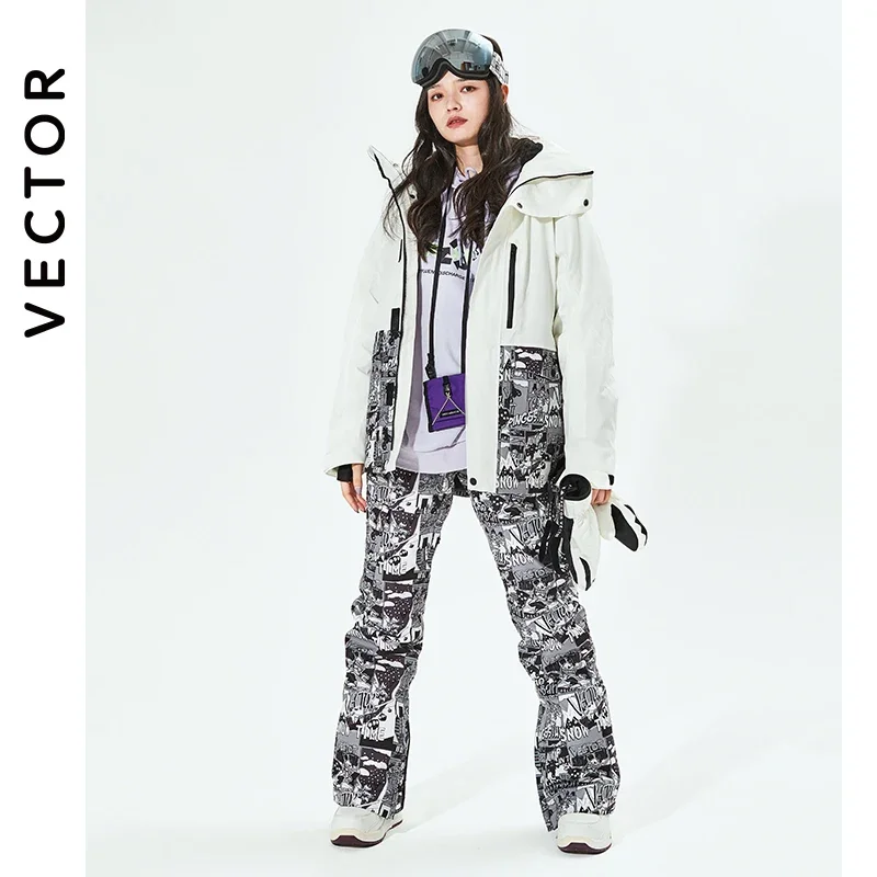 VECTOR hombres mujeres traje de esquí chaqueta esquí pantalones invierno cálido a prueba de viento impermeable deportes al aire libre Snowboard abrigo pantalones