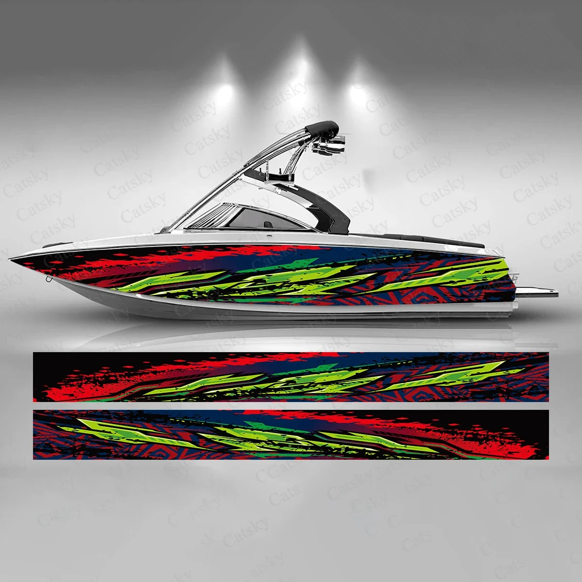 Splash Graffiti Grunge Colorful Interwoven Line Boat Sticker Vinyl Ship Pontoon Deck Boat Fishing Decorative Pontoon Boats Decal