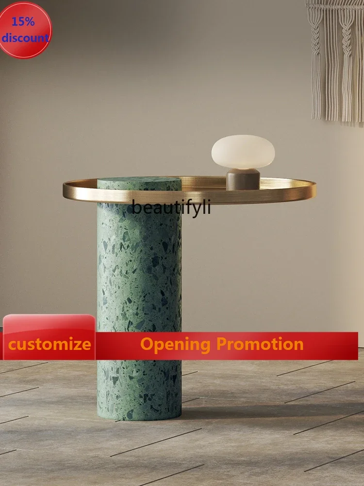 

B7304 ss Simple Modern Small Apartment Marble Side Table Designer Corner Table