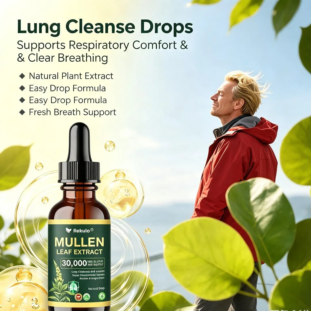 Natural Gentle Herbal Serum Drops 30ml Lung Cleanse Mullein Leaf Extract High Absorption Lung Support Supplement For Women & Men