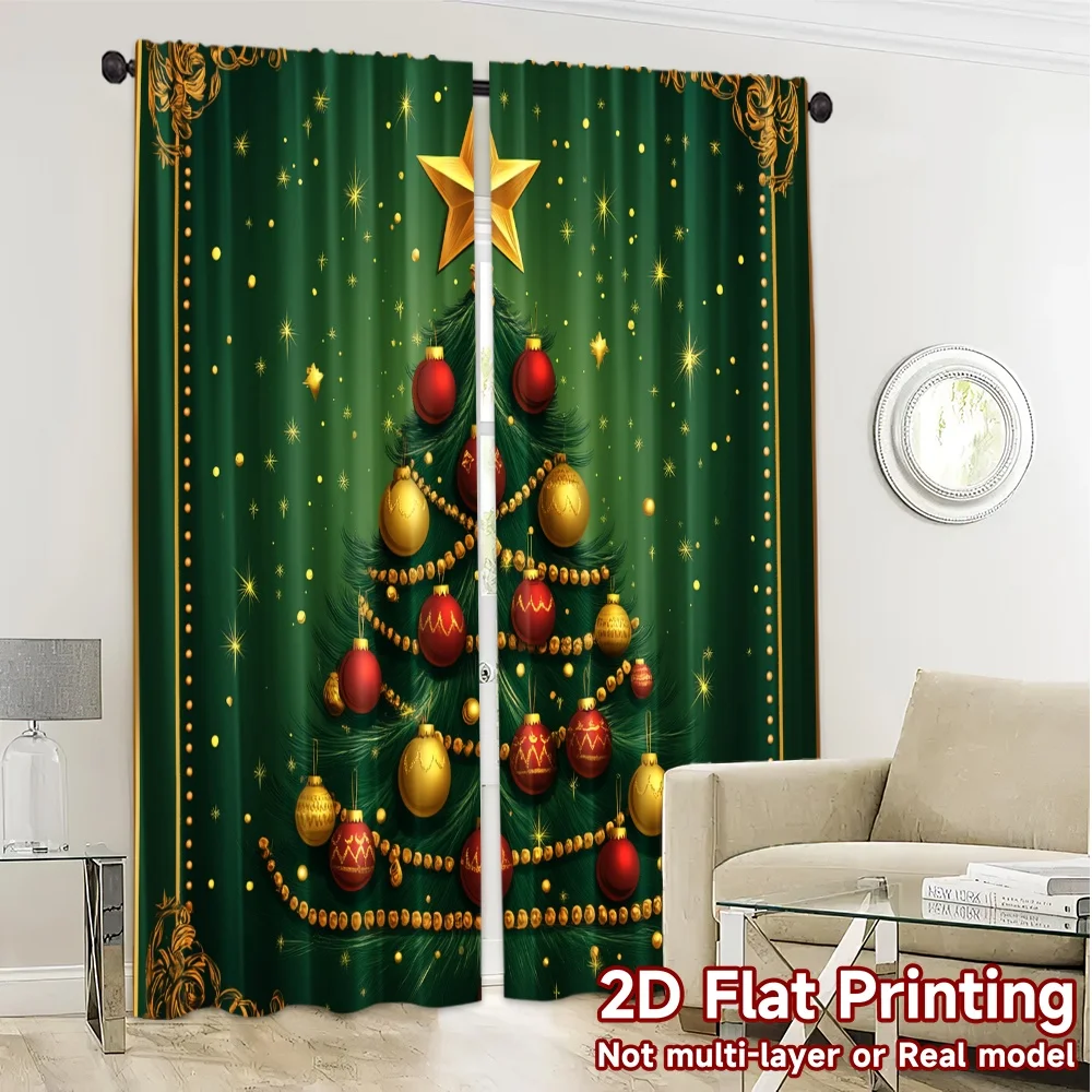 2 قطعة ، الستائر شجرة عيد الميلاد الحلي Stars_b الستائر الشعبية ونافذة معالجة آلة قابل للغسل النسيج الستائر آرت ديكو #4