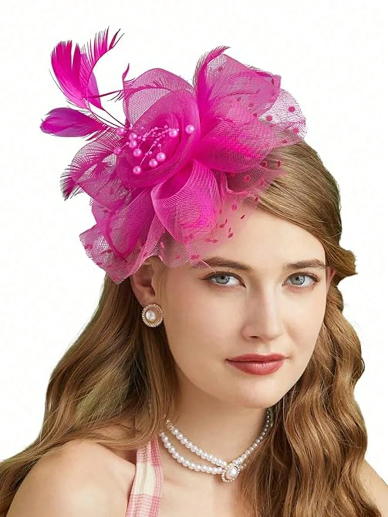 

1 шт. мини-шляпка-фасинатор для женщин, для чаепития, свадебная, в стиле Кентукки Дерби, с цветком и сеткой, заколка для волос