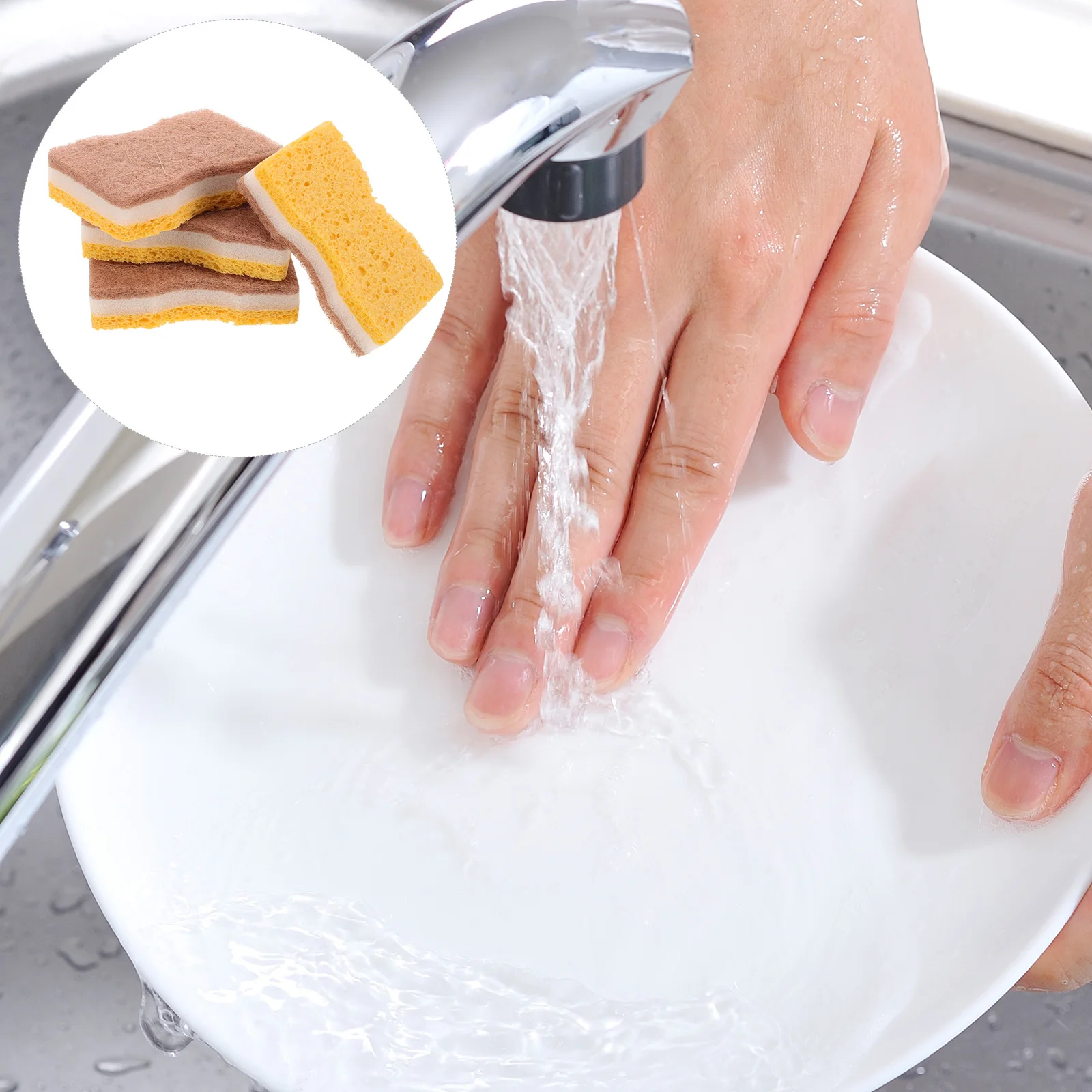 

4 Pcs Wood Pulp Cotton Kitchen Absorbent Oil Resistant Dish Cleaning Sponge Cloth Reusable Fast Drying Scouring Pad Washing