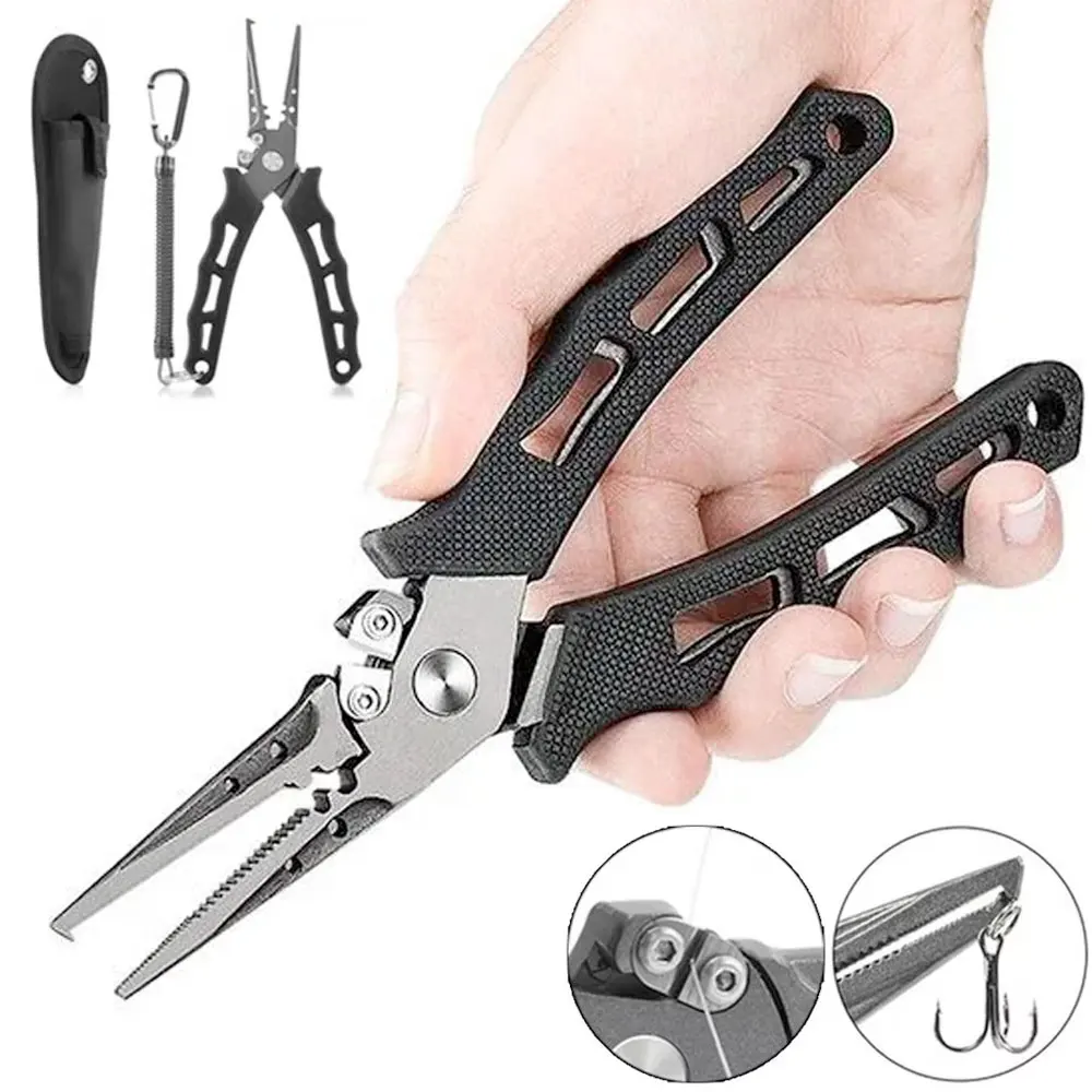 

FLYSAND 7-Inch High-Quality Fishing Pliers, Precision Forged Stainless Steel, Multifunctional Scissor, Line Cutter & Ring Opener