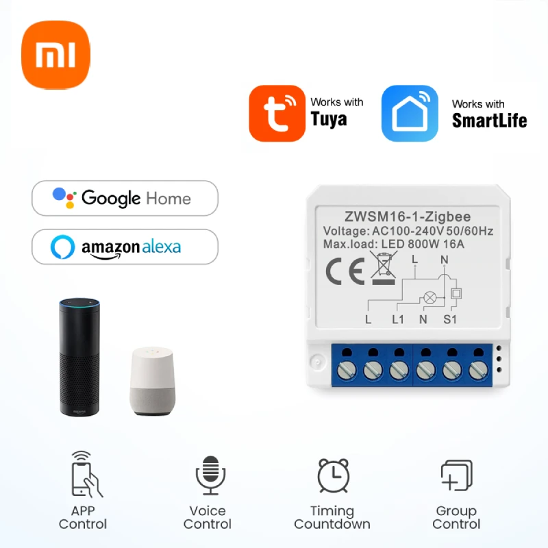 

Xiaomi ZigBee Smart Switch 1/2/3/4-way Double-control Switch Mini Smart Module Remote Control Intelligent Circuit On-off Breaker