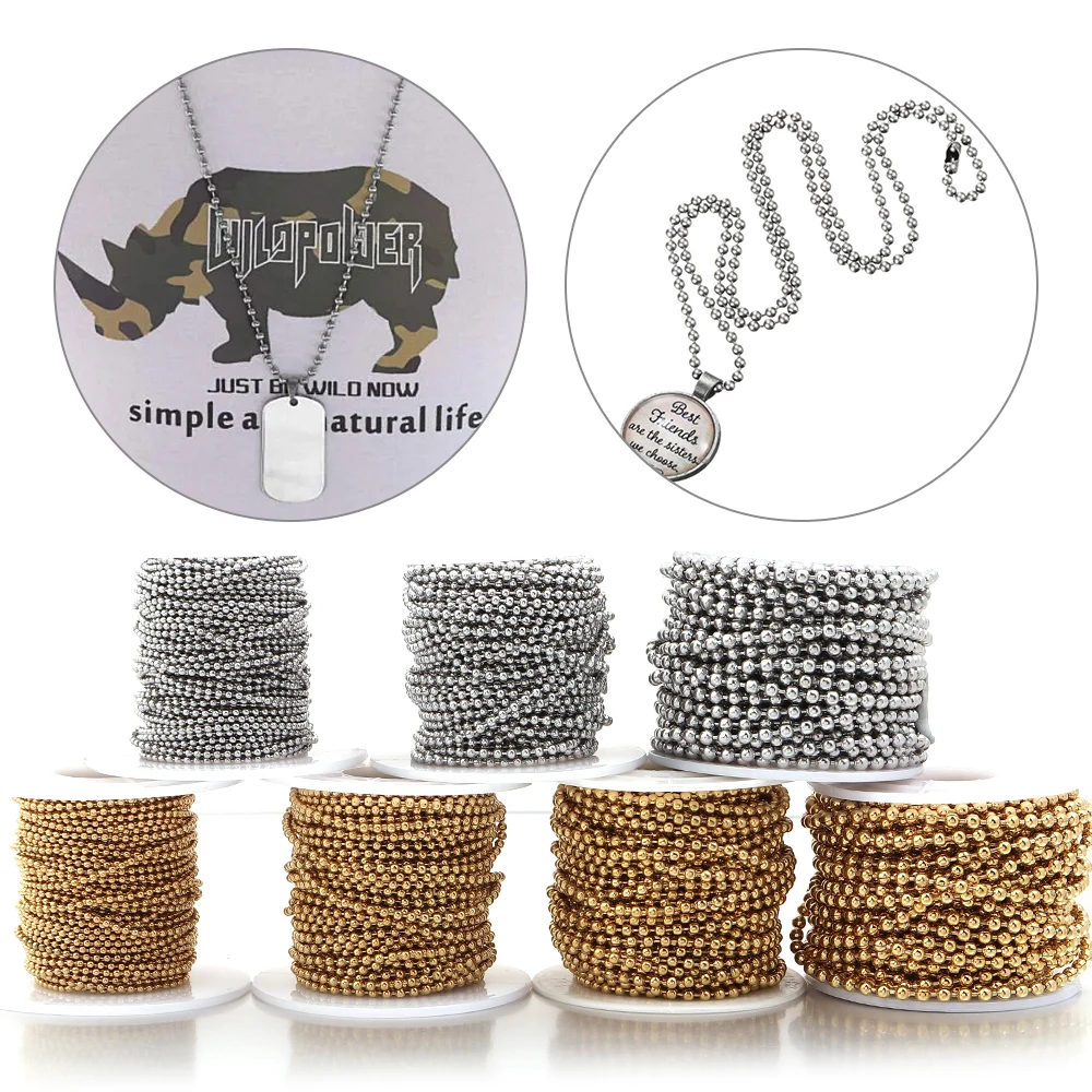 10yards 1.5/2/2.4/3/4/5mm Gold Plated/steel Stainless Steel Ball Link Chain For Jewelry Making DIY Necklace Bracelet Tag Chain