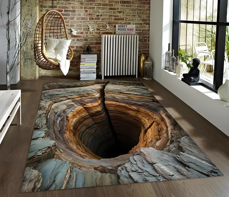 NEW 2D Illusion Rug Deep Hole Design Gaming Room Mats Home Living Room Bedroom Decoration Carpets