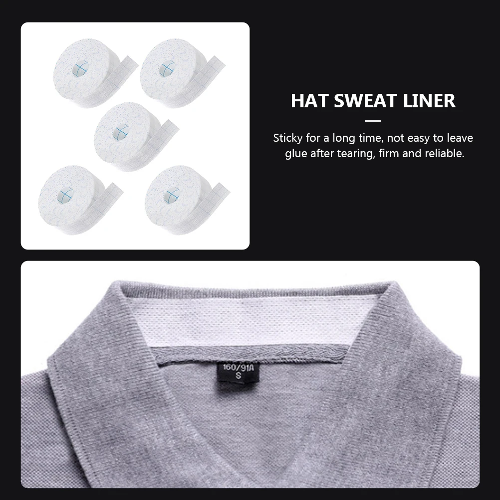 

5 рулонов впитывающих прокладок от пота, быстросохнущие, удобные, подходят для головных уборов, футболок, рубашек, аксессуар, многофункциональные