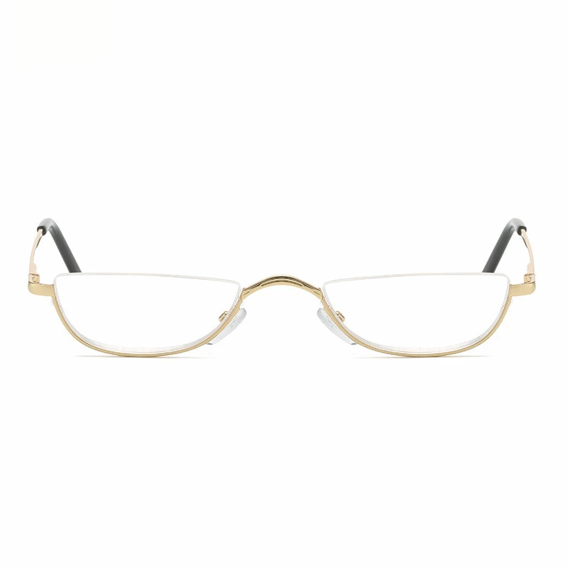 Small Frame Eyeglass Retro Reading Glasses High-definition Metal Spring Hinges Half Moon Semi Rimless Readers Optical Spectacle