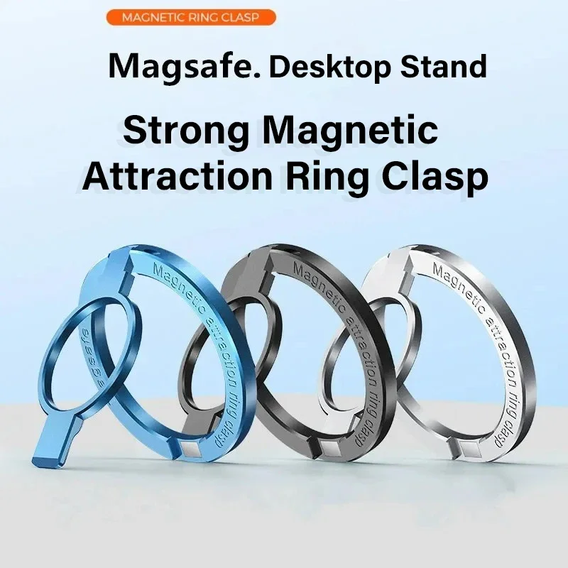 Ultra-thin Cell Phone Ring Holder Magnetic Ring Rotatable Foldable Kickstand Magnet Grip Desktop Stand for MagSafe IPhone 15 13