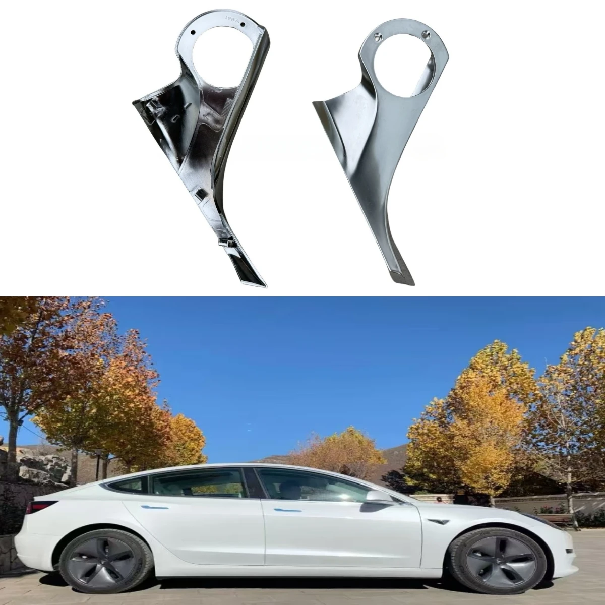 

2017-2020 for Tesla Model 3 reversing mirror support upper cover electroplated upper shell bracket 2021.002 2021.001