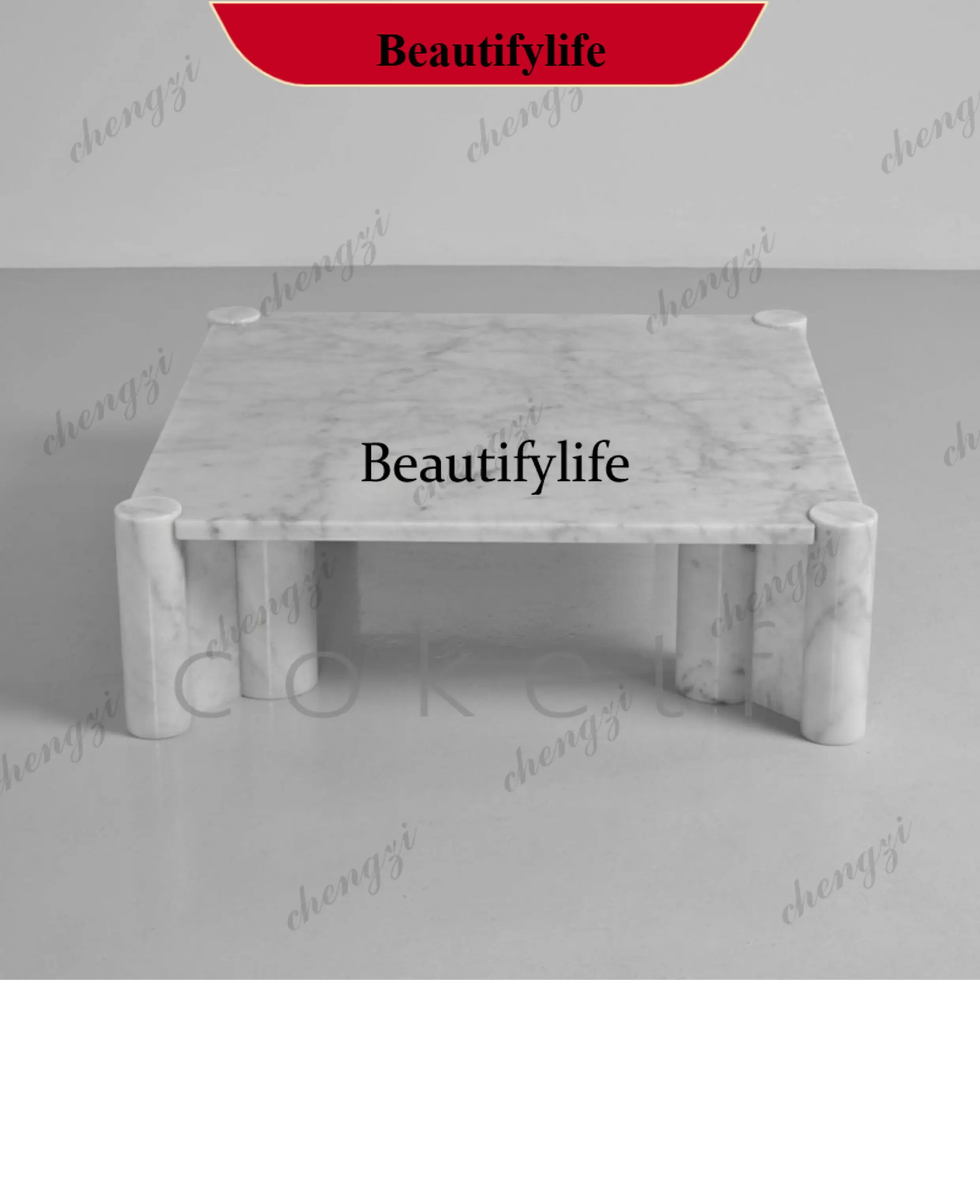 z183 Simple natural medium white marble coffee table model room hotel villa living room coffee table