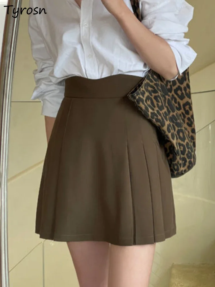 

Мини-юбки женские в складках в консервативном стиле на каждый день с высокой талией студенты отдых весна темперамент трапециевидной формы Hotsweet корейский стиль девичий элегантный