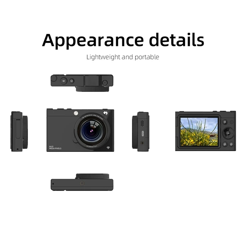 HD CCD Digital Camera 4K Autofocus LENS 64MP Digital Video Camera 28X Zoom Compact Point And Beauty Camera