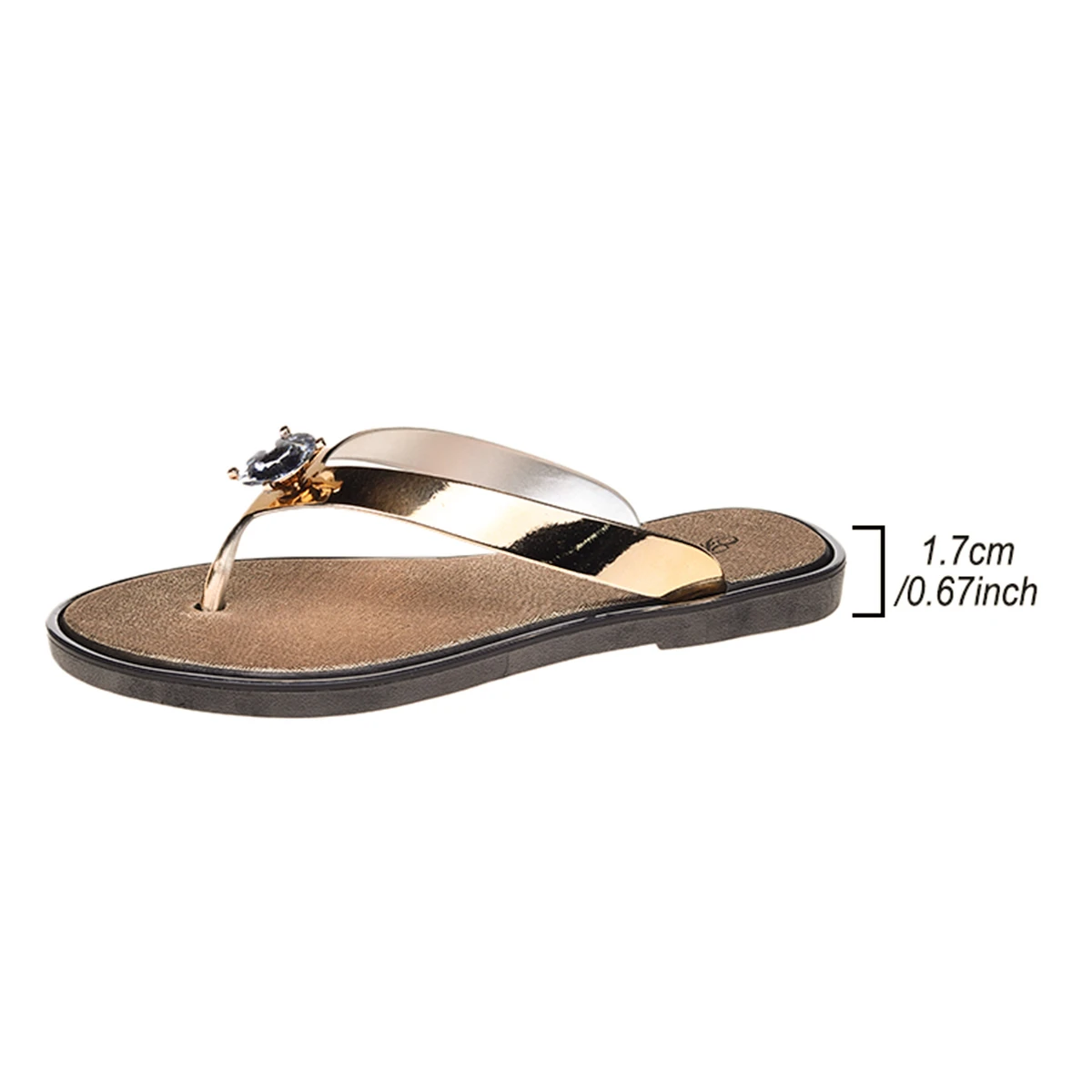 Fashionable flip-flops for women with low heels (less than 3cm) 2024 summer flats solid color diamond gold chain chanclas mujer