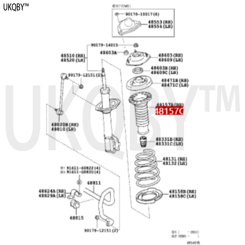 Front spiral spring left and right upper isolation pads 4815733060 48157-06100 4815733061 4815733062