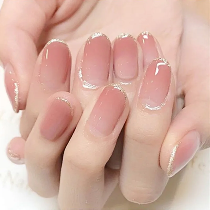 Wear Gradient Manicure Finished Fake Nails Ultra-thin Removable Patches Press on Acrylic Nail Supplies Professionals Fake Nails