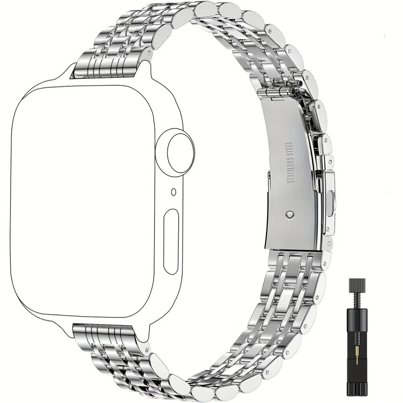 Dwukolorowa bransoleta ze stali nierdzewnej do Apple Watch 38/40/41/42/44/45/46/49mm Serii 1-11 i SE, metalowa opaska na nadgarstek do IWatch Series — zdjęcie produktu 3