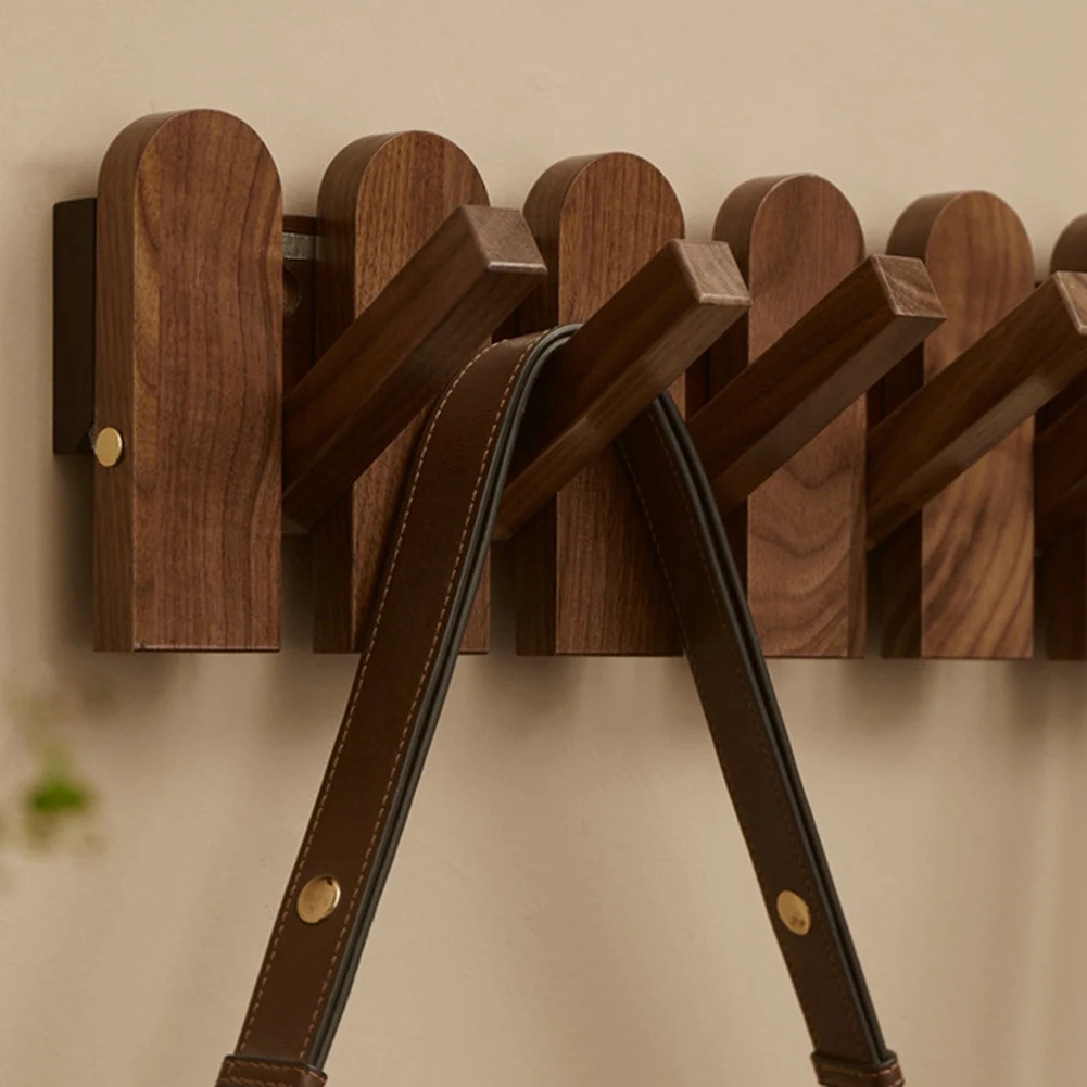Wood Wall Mounted Coat Rack With Decorative Hook Clothes Hat Key Hanger Closet For Living Room Furniture