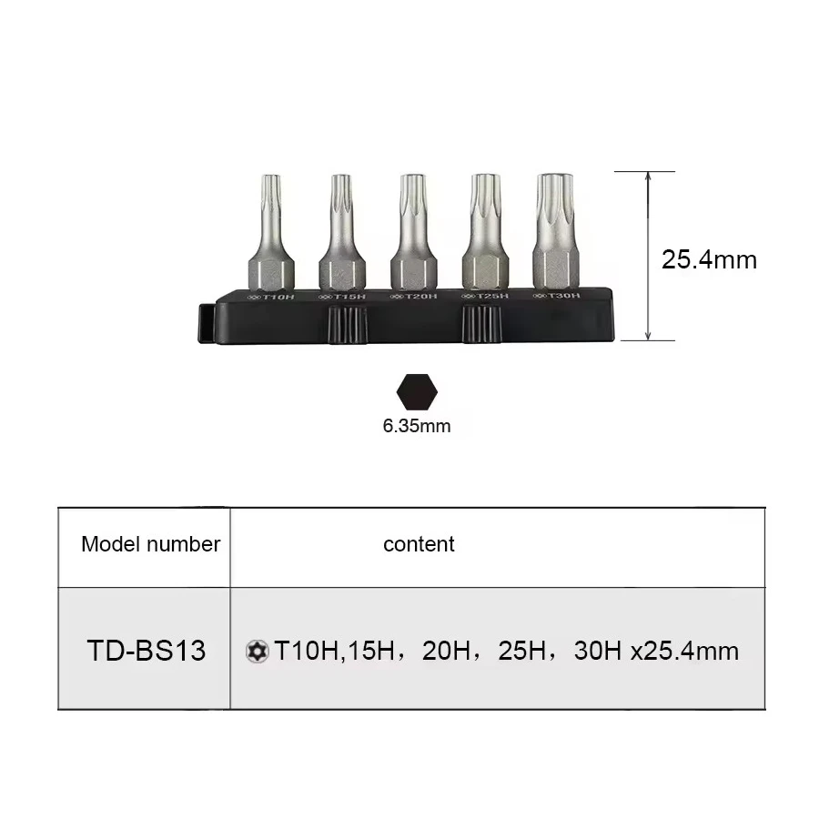 VESSEL TD-BS13 25.4MM 5Pcs Résubdivision Portable Tournevis Bit Set pour Torx Tournevis Embouts Outils À Main Accessoires