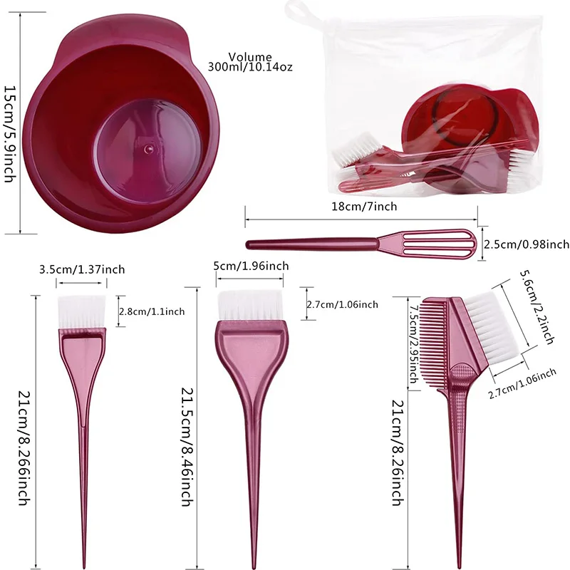 5pcs/Set Hair Dyeing Bowl Brush Hairdressing Oil Hot Dyeing Bowl Brush Barber Shop Color Salon Hairdressing Style Supplies Tools
