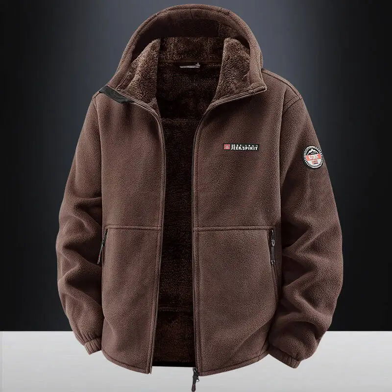 

Winter New Men Outdoor Sport Hooded Sweatshirt Jacket Warm Fleece Liner Windproof Softshell Inner Polar Fleece Coat