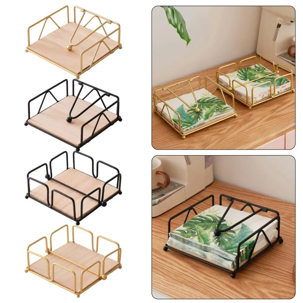 Metal Napkin Dispenser Flat Napkin Holder with Weighted Arm Square Cocktail Paper Dispenser for Kitchen Dining Room Restaurant