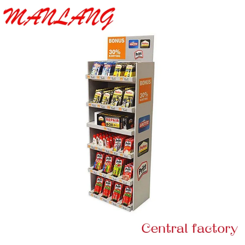 Custom  Custom Supermarket Beverage Pos Fluted Paper Showcase Display Rocks Beer Drinks up Cardboard Floor Display Shelves Stand