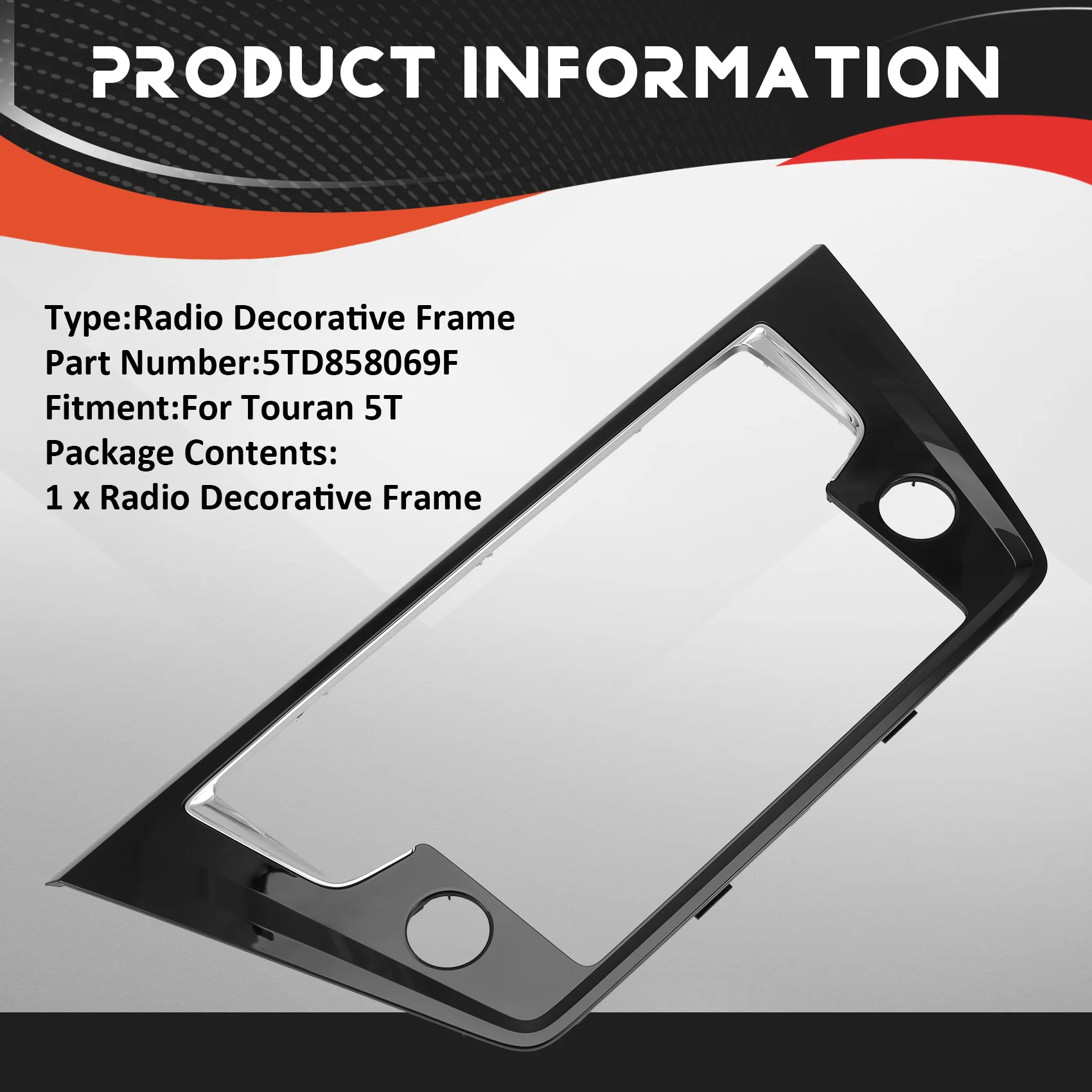 

A80X-For VW Touran 5T Painted Piano Black Mechanical Screen MIB Decorative Frame 5TD 858 069 F 5TD858069F