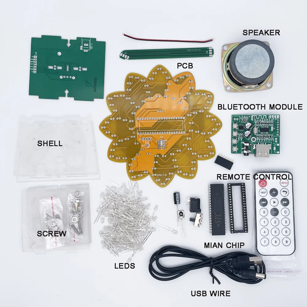 diy electronic kit LED colorful Sunflower soldering project bluetooth speaker 21 flashing modes 4 Spectrum modes