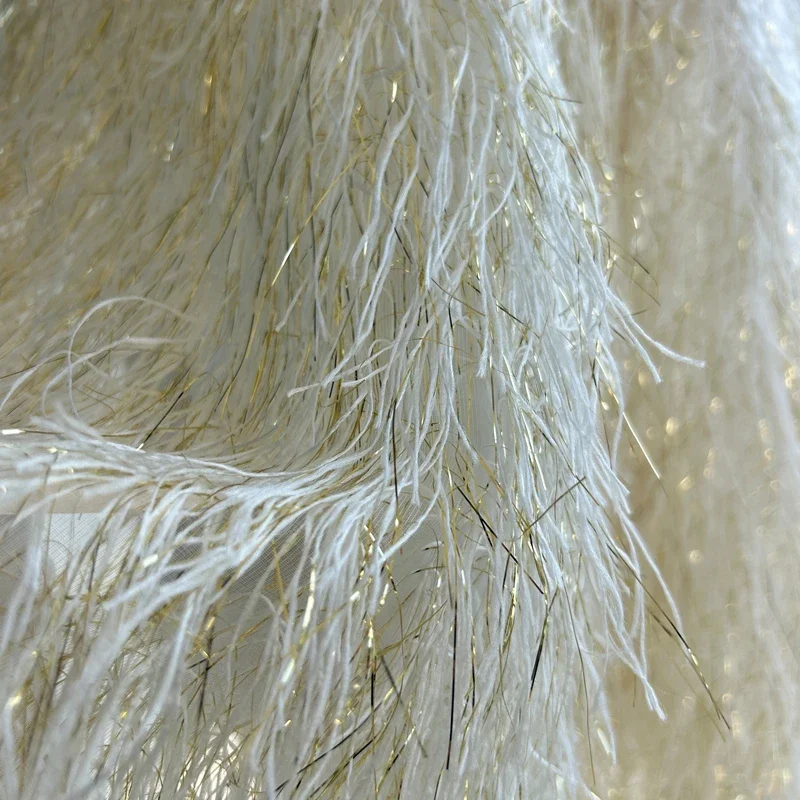 Clothing Fabric Golden Regular Tassel Feather Yarn Transparent Yarn Stage Performance Background Shooting Designer Diy Sewing