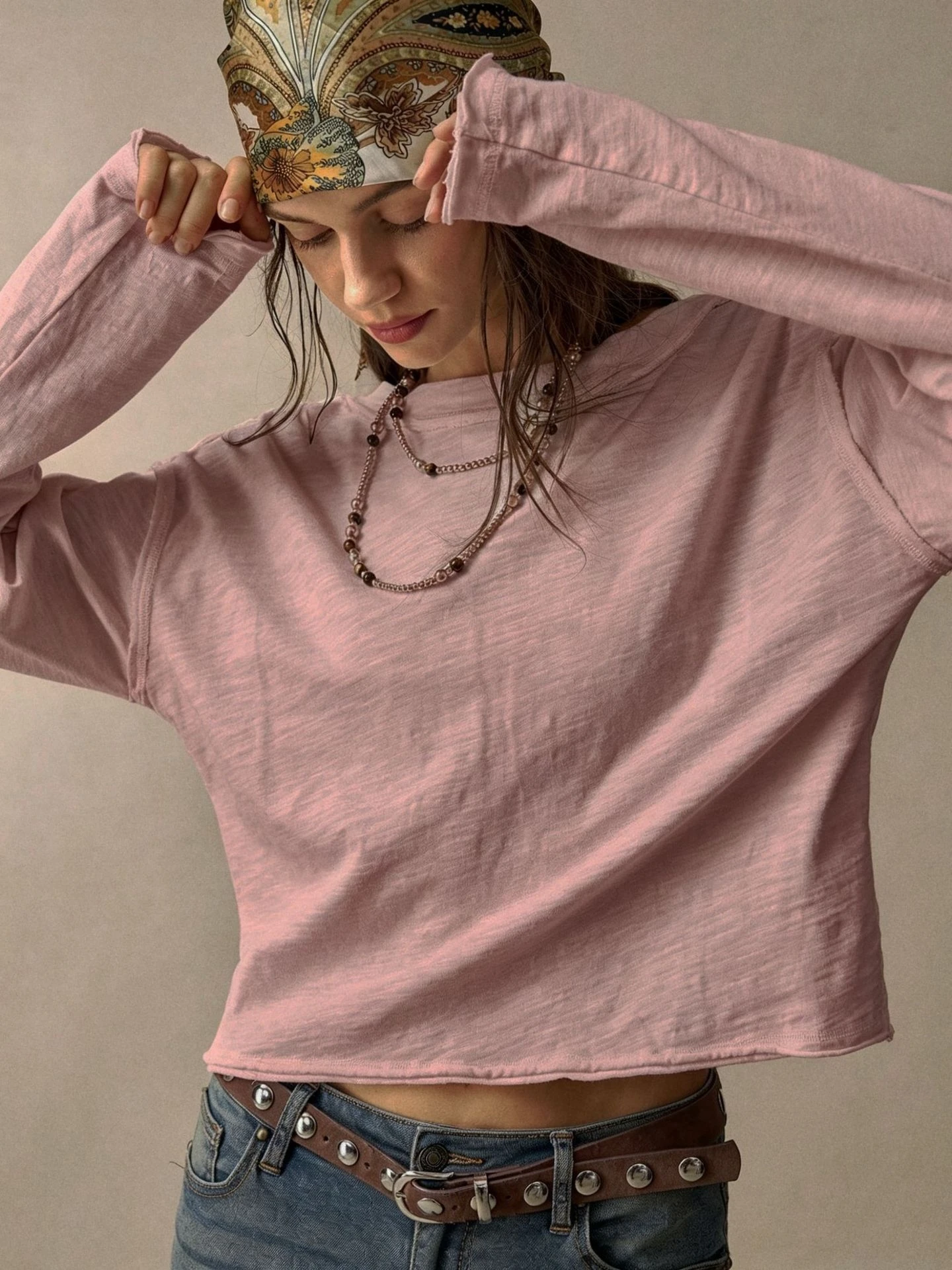 Fashionable Double-Sided Wear Casual Loose Single-Button Long Sleeve T-Shirt Single-Breasted Top Wind New Style V-Neck Cotton...