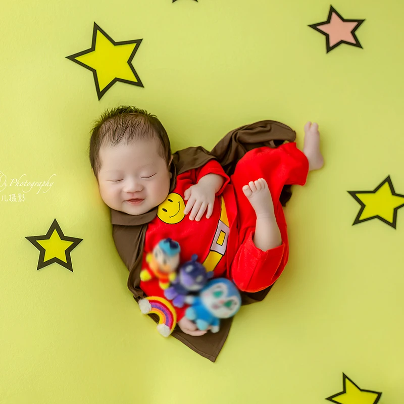 Pakaian fotografi baru lahir mantel baju tema Superman kecil lucu Aksesori pemotretan Studio alat peraga foto Pose bayi