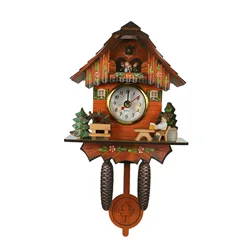 Antique Wooden Cuckoo Wall Clock Bird Time Bell Swing Alarm Watch Home Art Decor 006