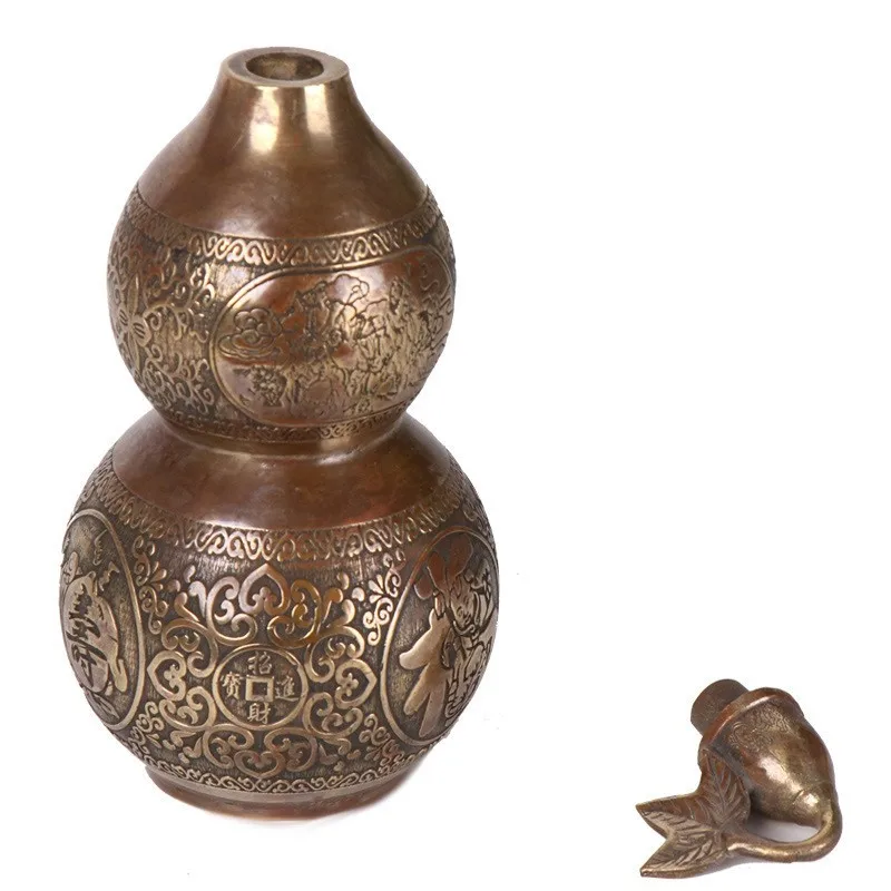 Copper Ornament, of Fortune, Prosperity, and Longevity, Eight Trigrams Auspicious Gourd, Handicraft Copperware
