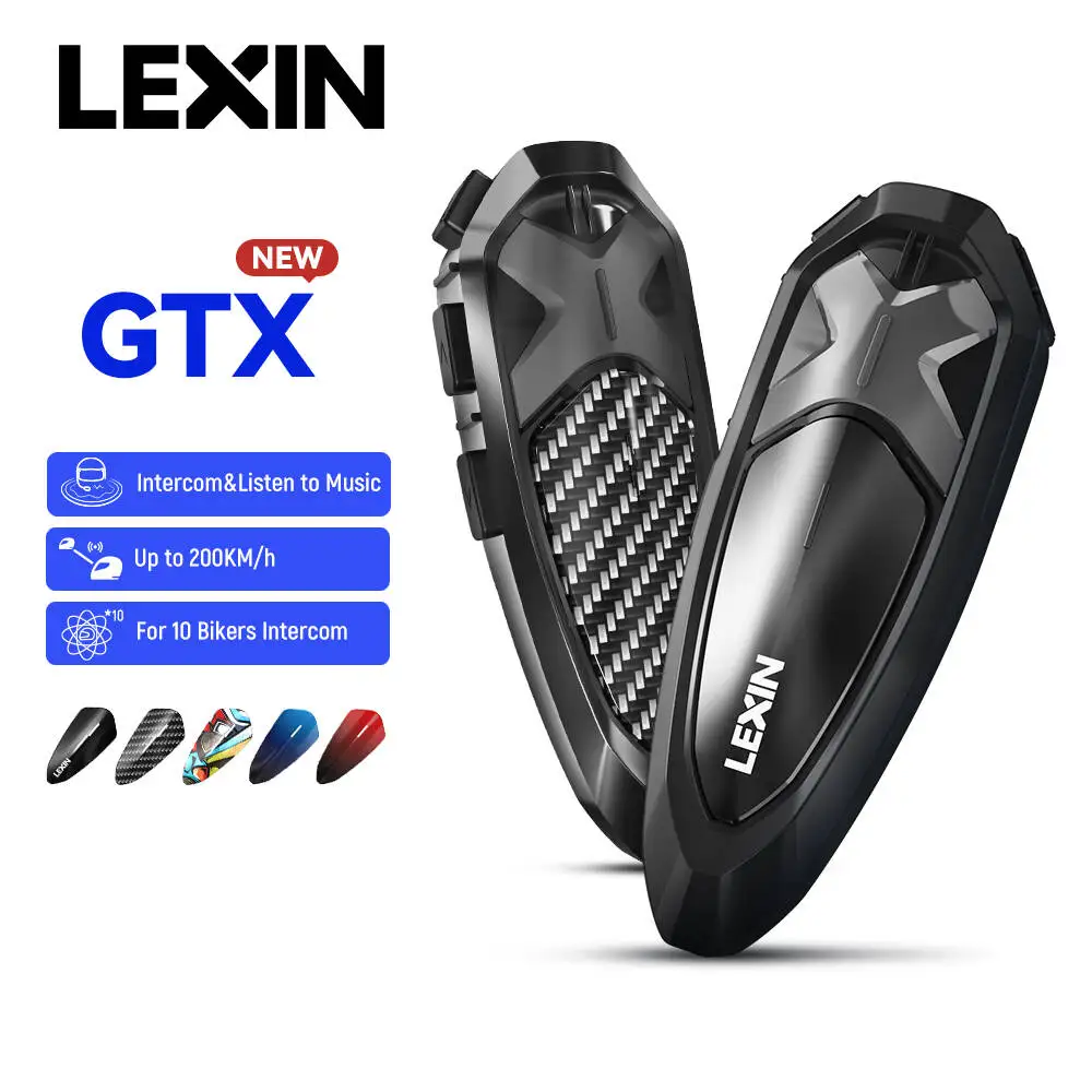 

Lexin GTX Intercom Bluetooth For Motorcycle Helmet Headset Support Intercom& Listen to Music At One Time10 Riders 2000m