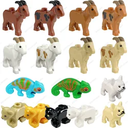 MOC City Animal Building Block Figures Goat Lizard Dog Lion Chameleon Cheetah DIY Farm Street View Accessories Bricks Toys Gifts