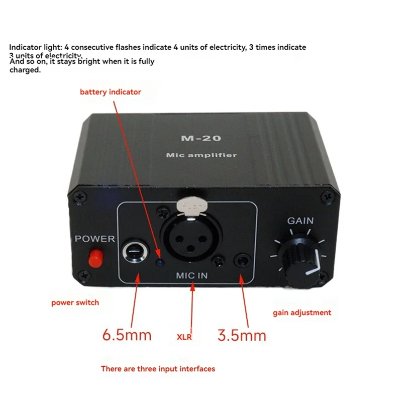 M07K-Динамический микрофон, конденсаторный микрофонный усилитель M-20, аудио, 48 В, фантомная зарядка, черный для живой звуковой карты, динамик