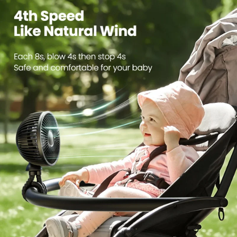2024 Baby Stroller Mini Battery Octopus Clip Fan Small Portable Fan Powered by Rechargeable Battery Desk Fan USB