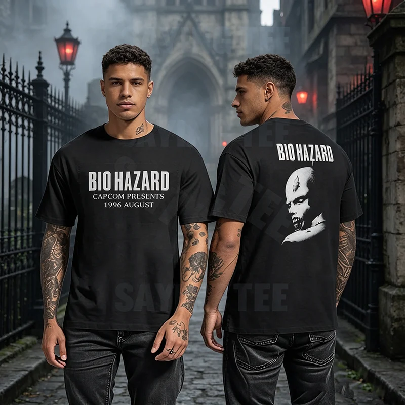 Resident Evil Biohazard T-Shirt Horror Klassisches Videospiel Zombie Herrenkleidung Kurzarm Herren-Oberteil Baumwoll-Grafik-Shirt – Detail 3