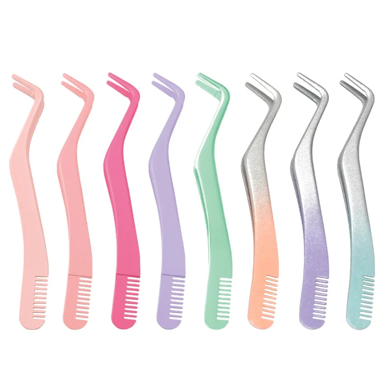 Strumento per l'applicazione delle ciglia finte Pinzette per extension ciglia portatili Pinzette per ciglia Pinzette per ciglia in acciaio inossidabile facili da usare