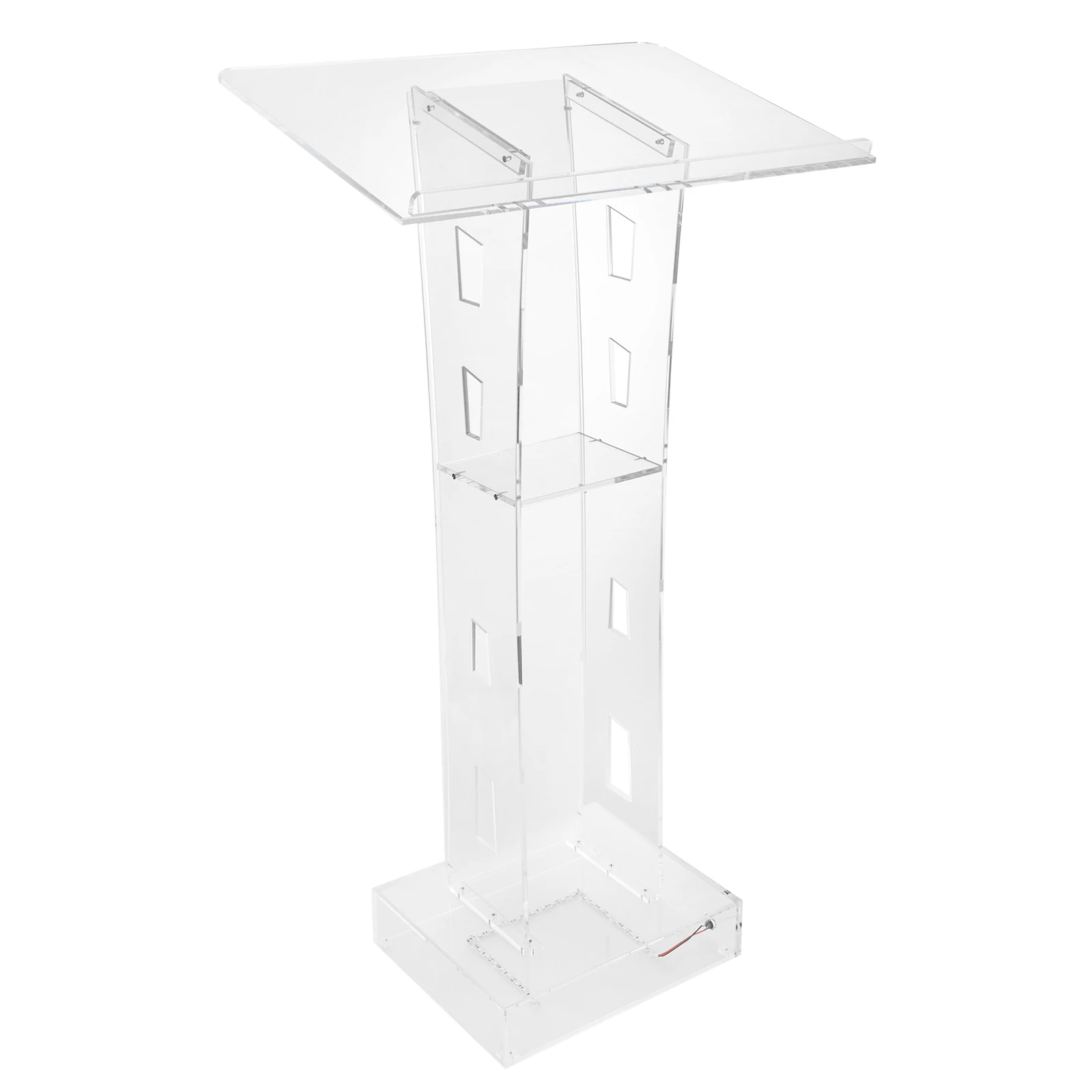 Beleuchtetes Klares Acryl-Rednerpult | 110 cm Freistehendes Transparentes Kirchen-, Büro- und Schul-Rednerpult mit Ablage und Beleuchtung – Detail 15
